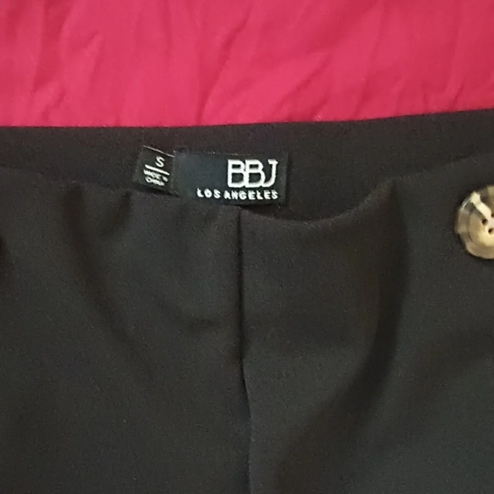 BBJ LA Black Wide-Leg Woman Pants Size S Professional Buttons Stretchy Slimming